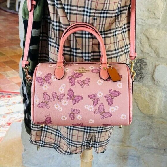 COACH ROWAN SATCHEL IN SIGNATURE CANVAS BUTTERFLIES PRINT /Wallet option NWT - Picture 3 of 15